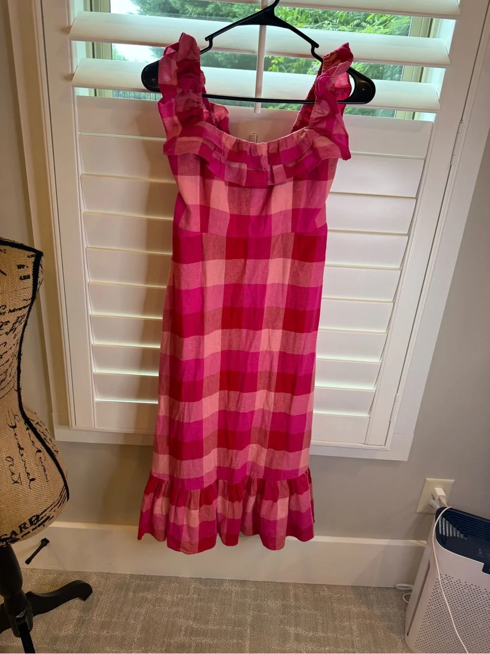 kate spade Pink Gingham Ruffle Midi Dress